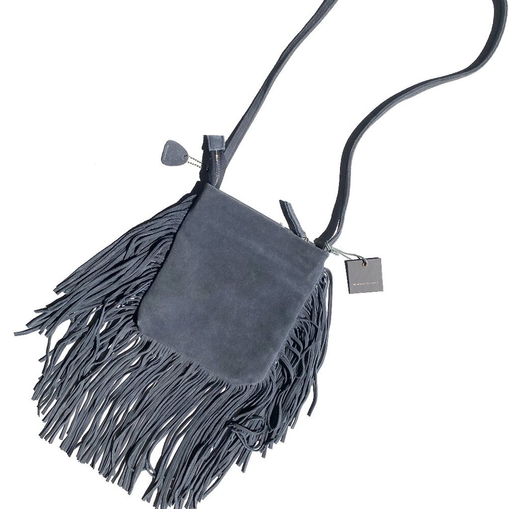 NWT Monserat de Lucca Fringe Crossbody Genuine Leather Suede Bag